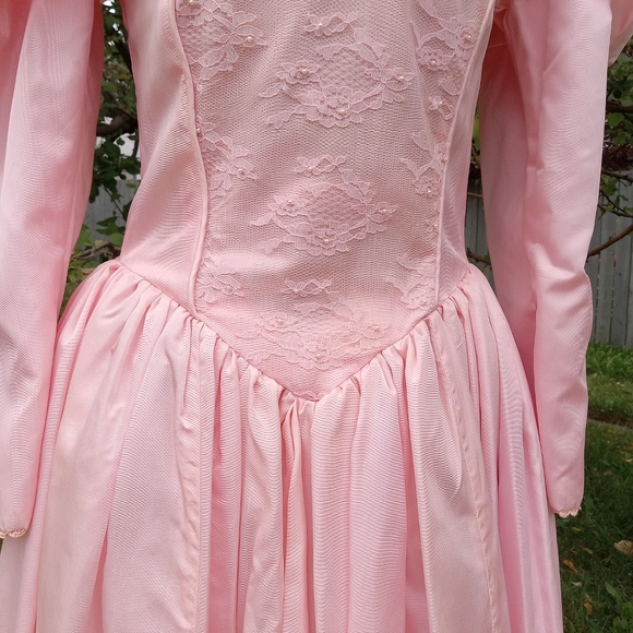 Vintage 1950s formal hand beaded pink  princess or Glinda good witch dress - Picture 6 of 8